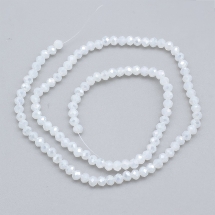 Бусины Стеклянные Хрусталь Рондель Граненые, Античный Белый, 3х2мм, Отверстие 1мм, около 130шт/30см/нить, (УТ100019333)