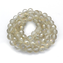 Бусины Стекло с Гальваникой, Граненые, радужные, Морозный стиль, Круглые, Светло-бежевый, 10мм, Отв. 2мм, около 72шт/72см/нить (УТ100020008)