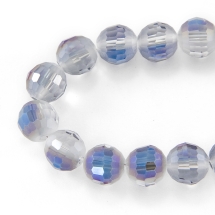Бусины Стекло с Гальваникой, Граненые, радужные, Морозный стиль, Круглые, Серо-синий, Диаметр 10мм, Отв. 2мм, около 72шт/72см/нить (УТ100020009)