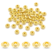 Бусины-Разделители Тибетский Стиль Бижутерный Сплав Биконус, Золото, 6.5х3.5мм, Отверстие 2мм, (УТ100020795)