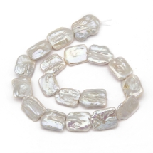 Жемчуг Натуральный Пресноводный Кеши Прямоугольный, Кремово-Белый, 21~25x14~15х4~7мм, Отверстие 0.8мм, около 19шт/41см/нить, (УТ100020829)