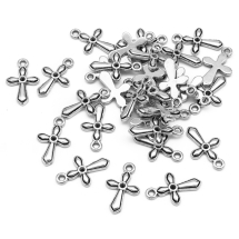 Кулон Крест, Металл, Цвет: Античное Серебро, Размер: 19.5х12х2мм, Отверстие 1.5мм, (УТ100020856)