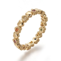 Кольцо Сердце, Латунь + Фианиты, Покрытие Золотом 18К, Размер 17.5, (УТ100021250)