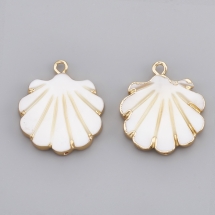 Кулон Натуральный Речной Перламутр, Ракушка, Гальваническое Покрытие, Цвет: Золото, Размер: 23x20x2.5мм, Ответстие 1мм, (УТ100022016)