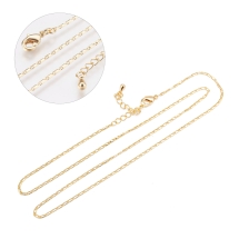 Ожерелье Цепочка Латунная, Застежка Карабин-Лобстер, Стойкая Позолота 18К, 45см, Звено 4x1мм, (УТ100022122)