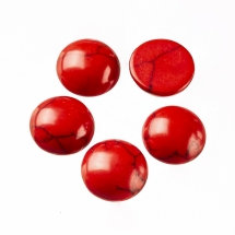Кабошоны Синтетическая Бирюза, Полукруглые, Цвет: Красный, Размер: 12x5мм, (УТ100022409)