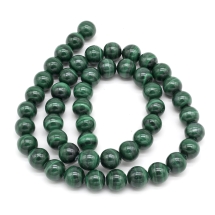 Бусины Натуральный Малахит, На нитях, Круглые, Размер: 6мм, Отверстие 1мм, около 63шт/40см/нить, (УТ100022746)