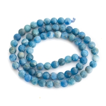 Бусины Натуральный Апатит, На нитях, Морозный Стиль, Круглый, Цвет: Синий, Размер: 5.5~6мм, Отверстие: 1мм, около 63шт/38см/нить (УТ100022958)