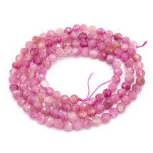 Бусины Натуральный Розовый Турмалин Класс А Круглые Граненые, 3мм, Отверстие 0.5мм, около 130шт/40см/нить, (УТ100023055)