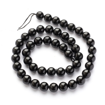 Бусины Натуральный Черный Турмалин Круглые, 8мм, Отверстие 1мм, около 45шт/36см/нить, (УТ100023070)