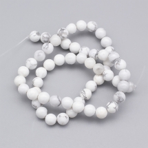 Бусины Натуральный Говлит, на нитях, Круглые, Цвет: Белый, Размер: 6мм, Отверстие 1мм, около 57шт/36см/нить, (УТ100023121)