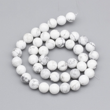 Бусины Натуральный Говлит Круглые, Белый, 8~9мм, Отверстие 1мм, около 44шт/38см/нить, (УТ100023122)