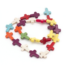 Бусины Синтетический Говлит Крест, Микс, 16х12х4мм, Отверстие 1мм, около 23~25шт/38см/нить, (УТ100023145)