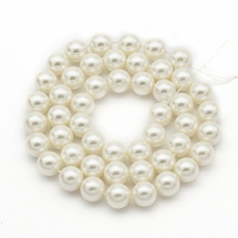 Жемчуг Shell Pearl, Круглый, Цвет: Белый, Размер: 8мм, Отверстие 0.8-1мм, около 46шт/39см/нить. (УТ100020806)