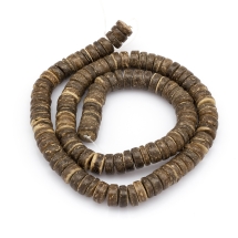 Бусины из Натурального Кокоса Рондель, Коричневые, 8x2.5~5мм, Отверстие 1мм, около 104шт/38см/нить, (УТ100023639)