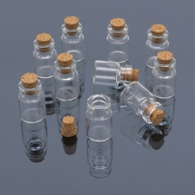 Стеклянная бутылочка для Бисера и Бусин, с Пробкой, Размер: 22x15мм, Диаметр горлышка: 7мм, Обьем 5мл, (УТ100023903)