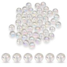 Бусины Акриловые Прозрачные Круглые, АВ цвет, Бесцветный, 10мм, Отверстие 1.8мм, около 46шт/25г, (УТ100023929)