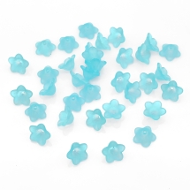 Бусины Акрил Матовые, Прозрачные, Цветок, Цвет: Бирюзовый, Размер: 13х7мм, Отверстие 1мм, около 90шт/25г, (УТ100023935)