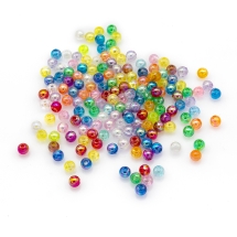 Бусины Экологичные Акриловые Прозрачные Круглые, АВ цвет, Микс, 4мм, Отверстие 1.2мм, около 700шт/25г, (УТ100023942)