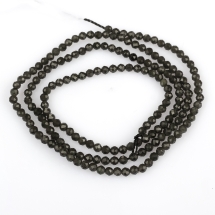 Бусины Натуральный Обсидиан Граненые Круглые, 2мм, Отверстие 0.5мм, около 164шт/35см/нить, (УТ100024001)