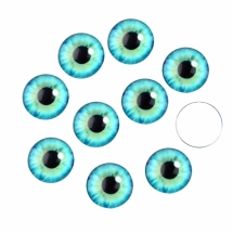 Кабошоны Глаз Стеклянные, Круглые, Цвет: Зеленый морской, Размер: 10x3.5мм, (УТ100024430)