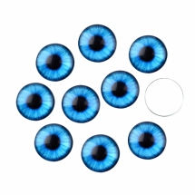 Кабошоны Глаз Стеклянные, Круглые, Цвет: Сине-голубой, Размер: 10x3.5мм, (УТ100024433)