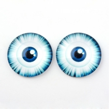 Кабошоны Глаз Стеклянные, Круглые, Цвет: Светло-синий, Размер: 10x3.5мм, (УТ100024439)