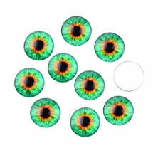Кабошоны Глаз Стеклянные, Круглые, Цвет: Зеленый весенний, Размер: 10x3.5мм, (УТ100024443)