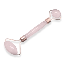 Массажер Инструмент для Массажа из Натурального Розового Кварца и Латуни, Розовое Золото, 14-15см, (УТ100024467)