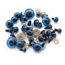 Глазки с Фиксатором и Штифтом, для Игрушек, Круглые, Цвет: Голубой, Размер: 8~24мм, (УТ100024492)