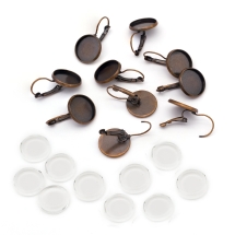 Набор Сеттинг Швензы Основа под Кабошон Латунная, Медь, 25х16мм, Кабошон Стеклянный, 16х5.3мм, (УТ100024669)