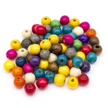 Бусины Деревянные Окрашенные Круглые, Микс, 16х15мм, Отверстие 4мм, около 80шт/100г, (УТ100024985)