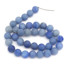 Бусины Натуральный Синий Авантюрин Класс А Круглые Матовые, 10мм, Отверстие 1.2мм, около 36шт/38см/нить, (УТ100026556)