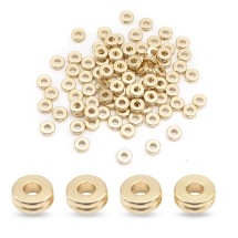Бусины-Разделители Латунные Плоские Круглые, Без Покрытия, 5х2мм, Отверстие 2мм, (УТ100026638)