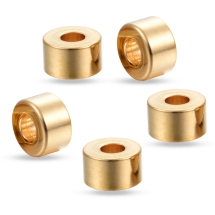 Бусины-Разделители Нержавеющая Сталь, Плоские Круглые, Ионное Покрытие, Золото, 6x4мм, Отверстие 2мм, (УТ100026641)