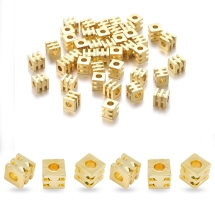 Бусины-Разделители Латунь Рифленые Кубики, Золото, 4х4х4мм, Отверстие 1.8мм, (УТ100026667)