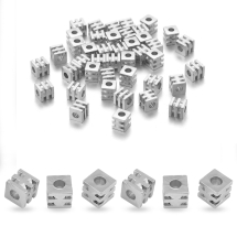 Бусины-Разделители Латунь Рифленые Кубики, Платина, 4х4х4мм, Отверстие 1.8мм, (УТ100026668)
