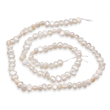 Жемчуг Натуральный Пресноводный, Белый, 4-6х3-4х2-3мм, Отверстие 0.2мм, около 90шт/35см/нить, (УТ100027154)