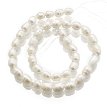 Жемчуг Натуральный Пресноводный, Рис, Цвет: Перламутровый, 8-10х7-8мм, Отв-тие 0.6мм, около 30шт/30см/нить, (УТ100027187)