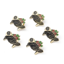 Брошь Птица, Сплав, Эмалированная, Цвет: Черный, 30х23мм, Пин: 1мм, Застежка Бабочка, (УТ100027300)