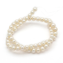 Жемчуг Натуральный Пресноводный, Класс ААА, Круглый, Кремово-Белый, 7-8мм, Отв-тие 0.8мм, около 59шт/37см/нить. (УТ100027386)