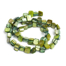 Бусины из Речных Ракушек, Желто-Зеленые, 8-17.5x5-8x5мм, Отверстие 1мм, около 39шт/39см/нить, (УТ100027795)