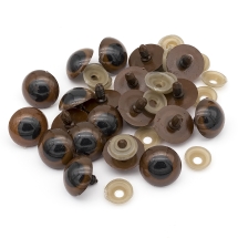 Глазки с Фиксатором и Штифтом, для Игрушек, Круглые, Цвет: Коричневый, Размер: 24мм, (УТ100027953)