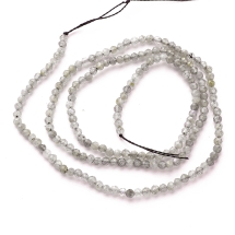 Бусины Натуральный Лабрадорит, Класс А, На нитях, Круглые, граненые, 2мм, Отверстие 0.5мм, около 148шт/37см/нить, (УТ100028311)