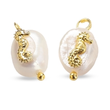 Кулон Подвеска Натуральный Речной Жемчуг Кеши Самородок, Фурнитура Латунь и Сплав, Золото, 13-16х8-9х5-8мм, Отверстие 2мм, (УТ100028364)