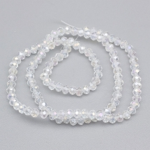 Бусины Стеклянные Рондель Граненые Прозрачные АВ-Цвет, Бесцветные, 3.5x2.5~3мм, Отверстие 1мм, около 107шт/31см/нить, (УТ100028733)