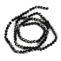 Бусины Стеклянные, Имитация Австрийского Хрусталя Биконус Класс АА, Черные, 3х3мм, Отверстие 0.8мм, около 110шт/36см/нить, (УТ100028737)