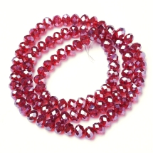 Бусины Стеклянные Гальваника Рондель Граненые, Кирпичный, 4х3мм, Отверстие 0.4мм, около 110шт/40см/нить, (УТ100028743)