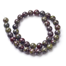 Бусины Натуральная Яшма Кровь Дракона Круглые, 10мм, Отверстие 1мм, около 33шт/33см/нить, (УТ100028963)