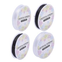 Комплект 4 катушки Силиконовая Нить Эластичная 2шт 0.8мм/10м, 2шт 0.5мм/20м, Леска, Резинка для Браслетов, Бесцветная и Черная, 4шт/набор, (УТ100029000)